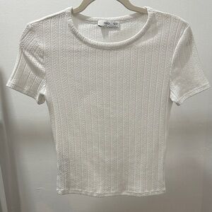 White Textured Short Sleeve Tee